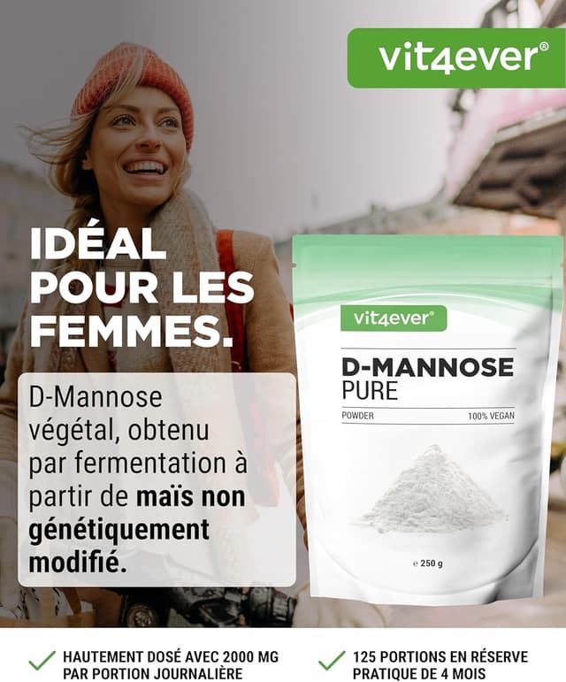 Detalle 2 de Poudre de D-mannose Pur & Naturel 250 g — sans additifs, vegan