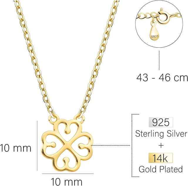 Detalle de Sofia Milani Damen-Halskette aus 925 Silber mit Kleeblatt-Anhänger (verstellbare Länge 43–46 cm)