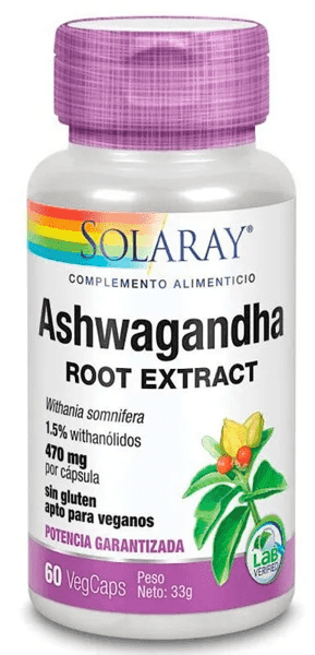 Detalle de Solaray Ashwagandha 470 mg 60 cápsulas