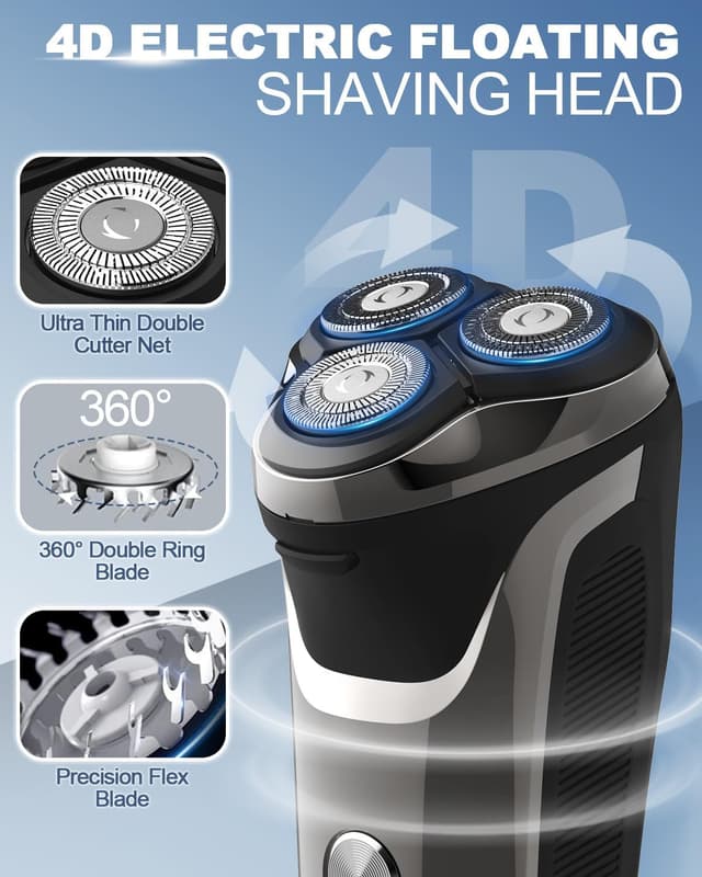 Detalle de Rantizon 4D Rotary Electric Razor USB rechargeable