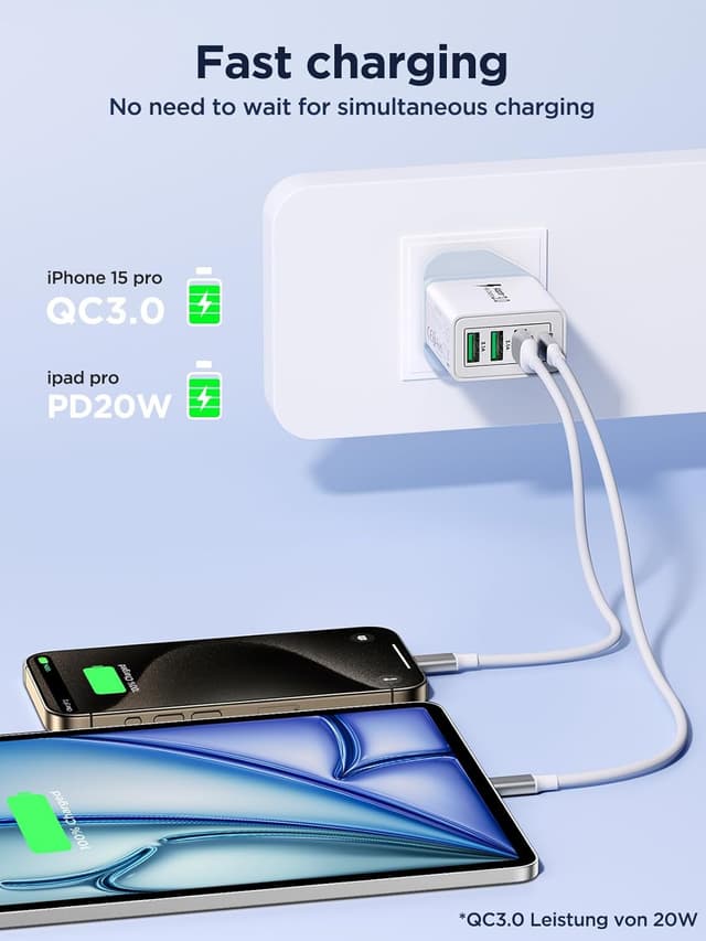 Detalle de 40W USB C charger 2 pack with 4 ports