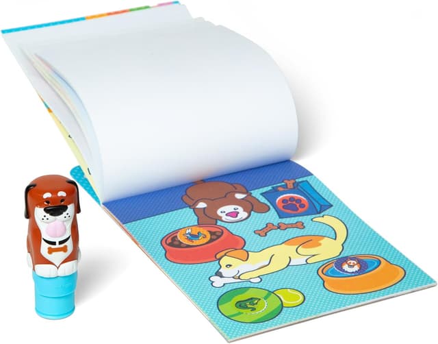 Detalle 2 de Melissa & Doug Sticker WOW! Hunde-Paket – 24-seitiger Aktivitätenblock mit Sticker- & Stempel-Set, 500 Aufkleber