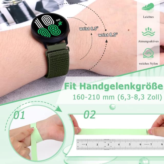 Detalle 2 de Runostrich Nylon Armband 20 mm atmungsaktiv verstellbar