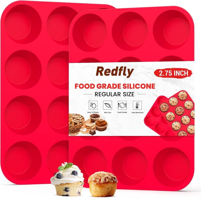 Detalle de Redfly 2 Pack Silicone Muffin Pan 12 ๐ง