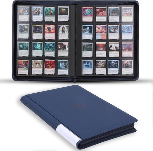 Detalle de Snekdy Premium 1024-Pocket Trading Card Binder (Blue) with Waterproof PU Leather Cover