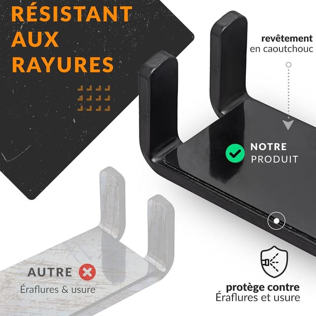 Detalle 2 de Upgrade4cars Support Velo Mural Horizontal Noir (fixation murale) pour VTT, route et BMX