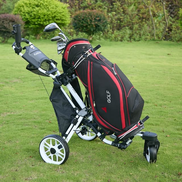 Thumbnail 6 de FLAGTAG Golf Push Cart (3-Wheel) with 360° Swivel Front Wheel, Foldable Design & Foot Brake