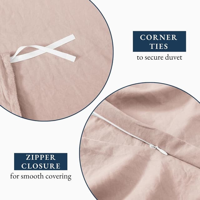 Detalle de Lane Linen Sepia Rose Double pre-washed duvet cover set (3-piece)