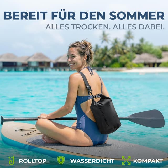 Detalle 2 de Nordlight Dry Bag wasserdichte Tasche (2L–30L) mit Roll-Top und Schultergurt – wasserdichter Packsack für Strand, SUP & Co.