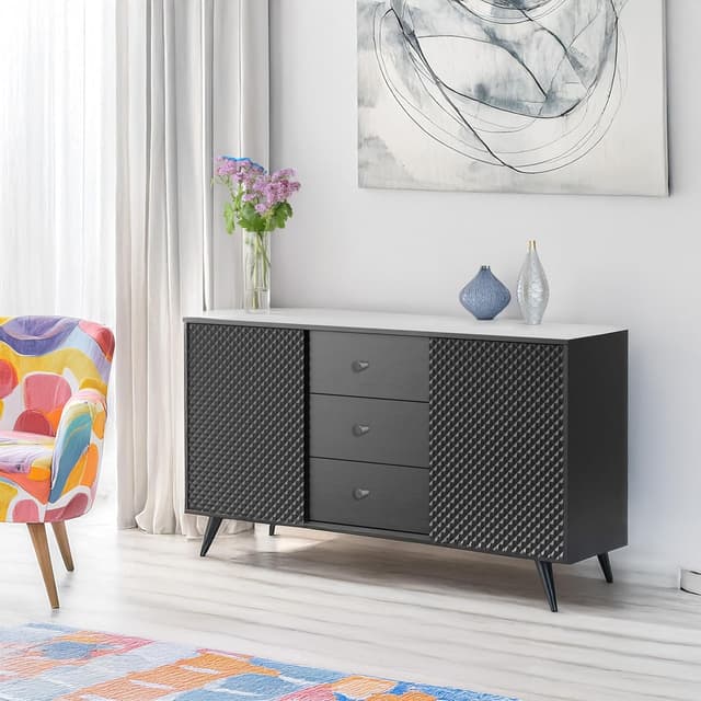 Detalle de Heimzeit set di 8 pomelli in alluminio per armadi, cassetti e comodini (nero, tondi)