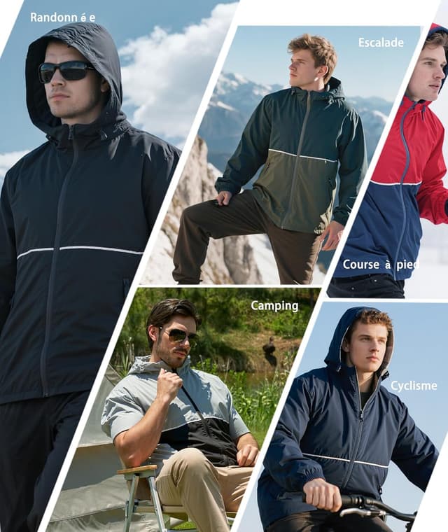 Detalle de SwissWell Men’s Lightweight Waterproof Packable Rain Jacket (Water-Resistant, Windproof, Breathable)