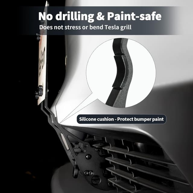 Detalle de 2026 Tesla Model Y Juniper License Plate Holder (Premium Only) — No-Drill Front Bracket Kit with Anti-Theft Features
