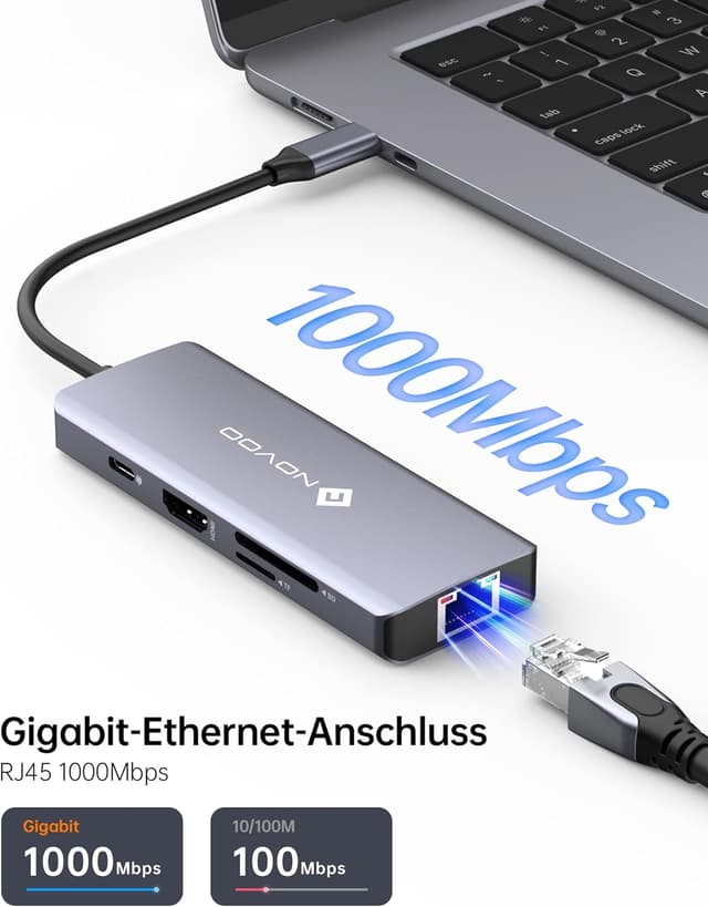 Detalle 2 de USB-C Hub NOVOO 8-in-1 mit 4K@60Hz