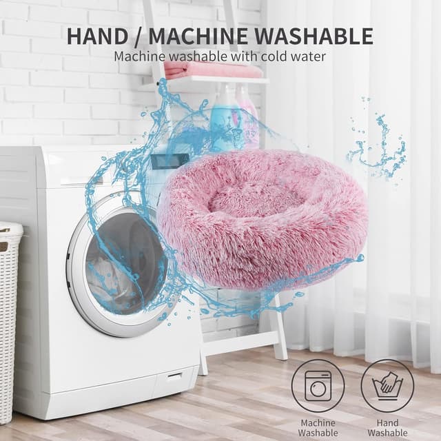 Detalle 2 de BVAGSS rundes Hundebett & Katzenbett (Donut) aus flauschigem Plüsch, waschbar – XH034