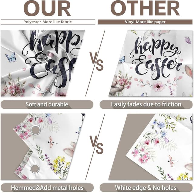 Detalle de Luminora 72x43inch Spring Happy Easter Photography Backdrop (Rabbit, Flowers & Colourful Eggs)