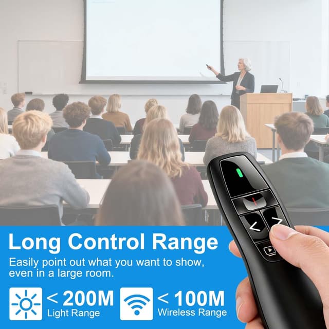 Detalle 2 de Presenter wireless ergonomico per slide 2.4GHz