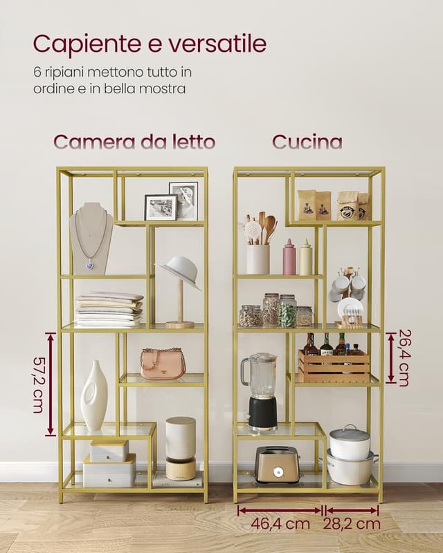 Detalle de VASAGLE LGT502A01 Libreria 6 ripiani 30x80x180 cm