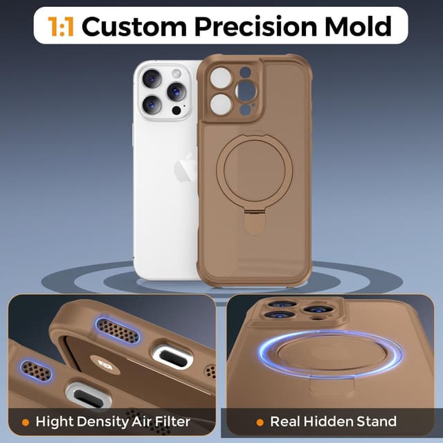 Thumbnail 6 de MOCCA Design iPhone 16 Pro Max Case with Magnetic Invisible Stand (MagSafe Compatible) — Brown