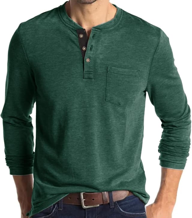 Detalle 2 de Henley Longsleeve Poloshirt für Männer