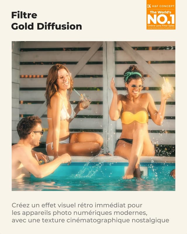 Detalle de K&F CONCEPT filtre Gold-Mist diffusion 77 mm pour objectif photo numérique