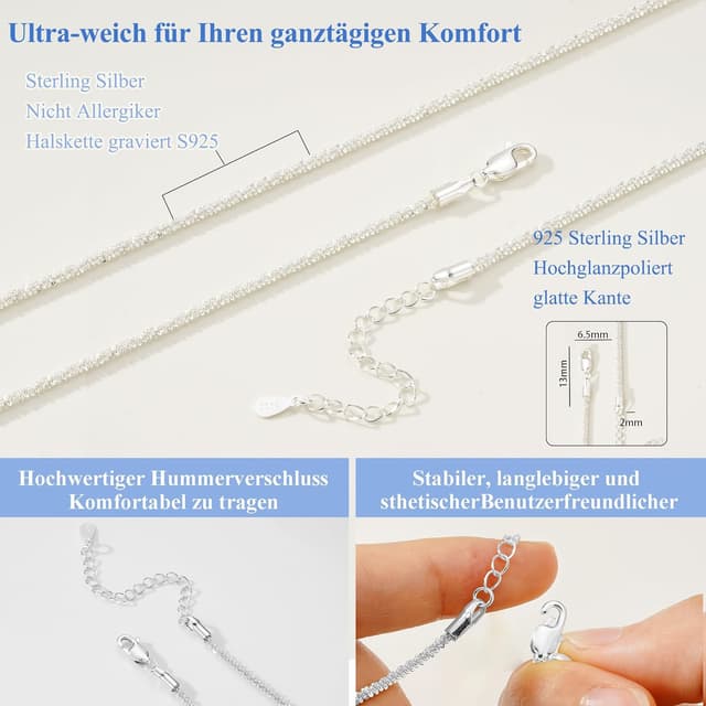 Detalle 2 de Avotto S925 Silber Ketten 2mm für Damen