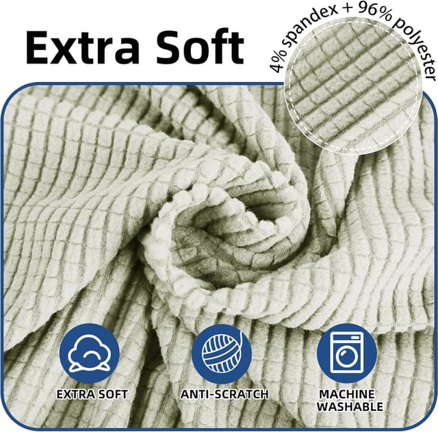 Detalle de Ystyle Housse de chaise extensible 6 pièces pour salle à manger, blanc naturel