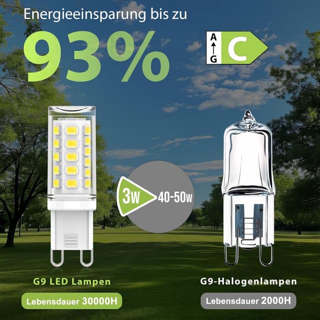 Detalle de CQTLED G9 LED-Lampe kaltweiß 6000K, 3W (520 lm) – 6er-Pack, nicht dimmbar