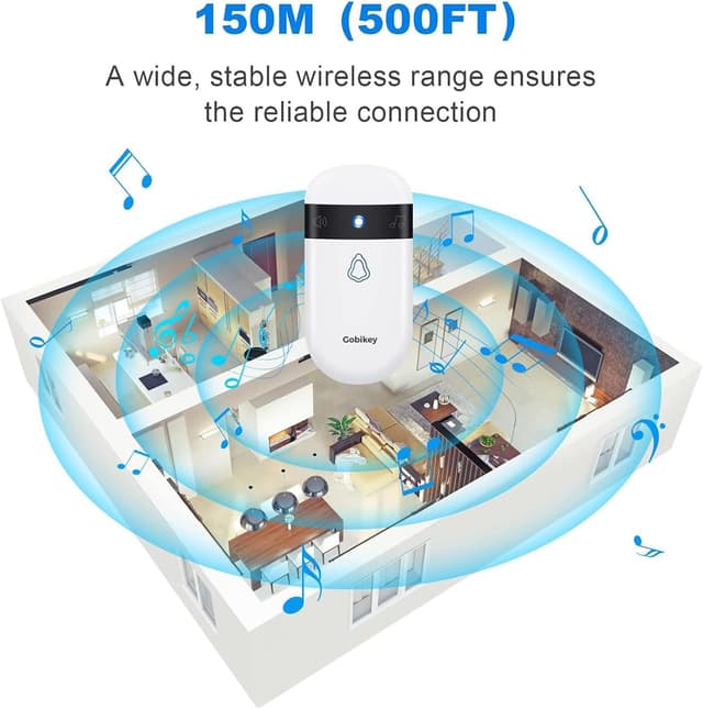 Thumbnail 5 de Self-Powered Wireless Doorbell with 52 Chimes 📮