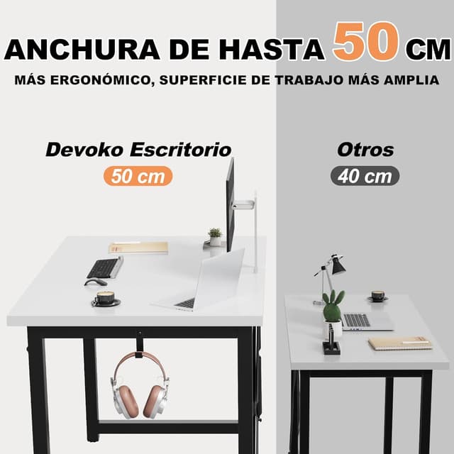 Thumbnail 4 de Devoko Escritorio Pequeño para Ordenador en Blanco 🖥