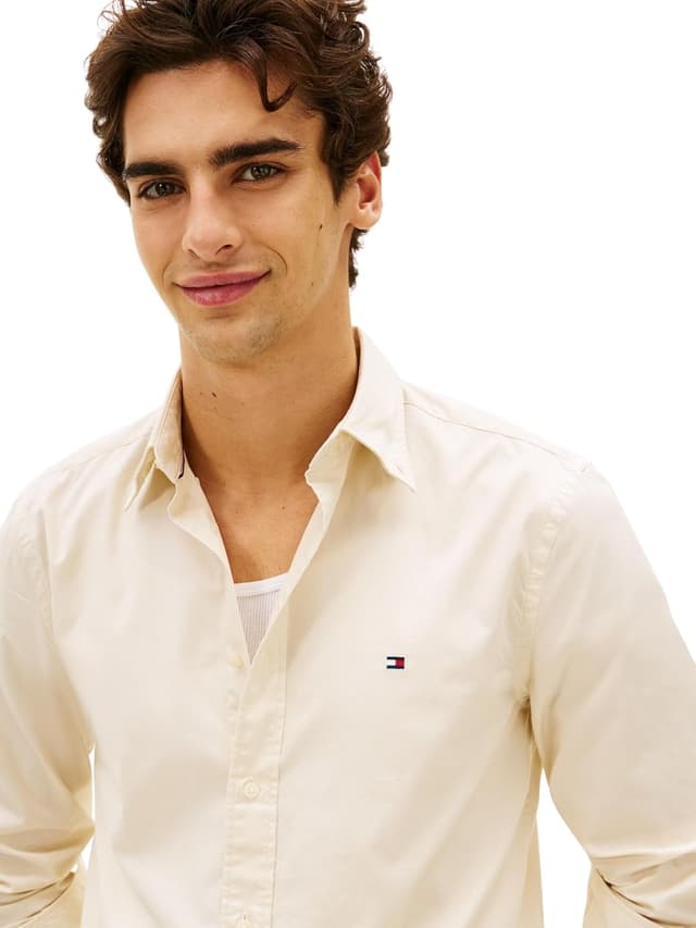 Detalle de Tommy Hilfiger Herren Hemd „Flex Poplin Solid“ Regular Fit