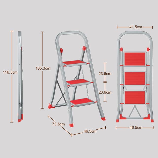 Thumbnail 3 de AMHANCIBLE EBSL03RD 3‑Stufen Trittleiter bis 150 kg 🪜