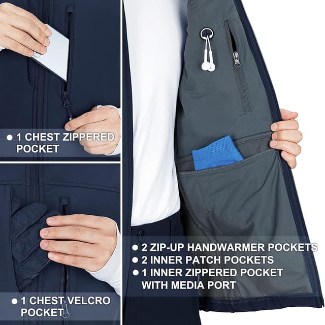 Detalle de 33,000ft Men’s Softshell Gilet Activewear Vest – Windproof, Fleece Lined, Waterproof Breathable