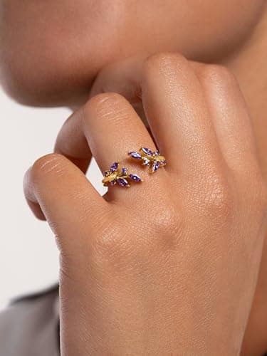 Detalle 2 de SINGULARU Anillo Buganvilla, plata 925 bañada 18 Kt 💍