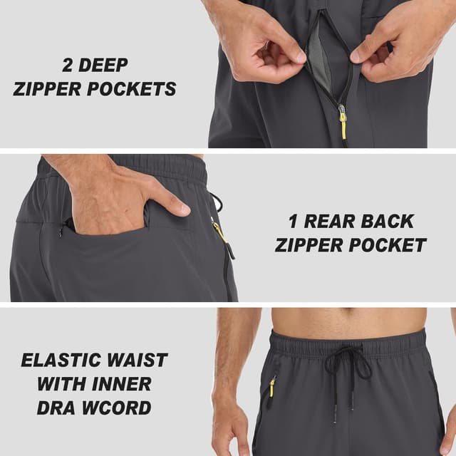 Detalle de Rapoo Men’s Lightweight Pants with Zipper Pockets (Quick Dry 4-Way Stretch Workout & Travel Pants)