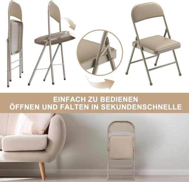 Thumbnail 5 de BULAGE Klappstuhl 4er Set Gepolstert