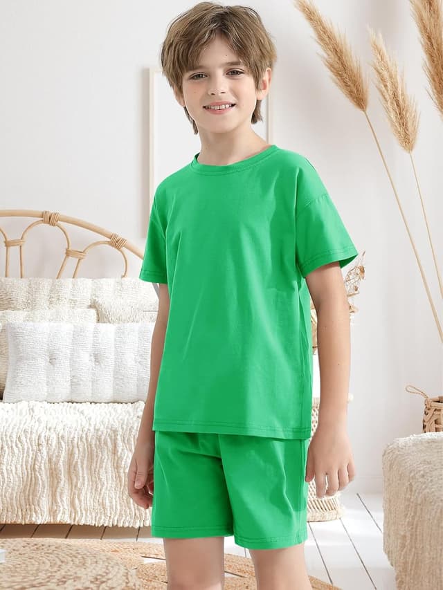 Detalle 2 de Hotfiary boy & girl 2-piece cotton summer set (short-sleeve T-shirt and shorts) for toddlers and kids