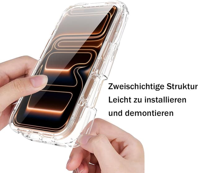 Detalle de Leedia Coque compatible iPhone 17 Pro Max 6,9" avec protection 360° et film écran intégré (transparent)