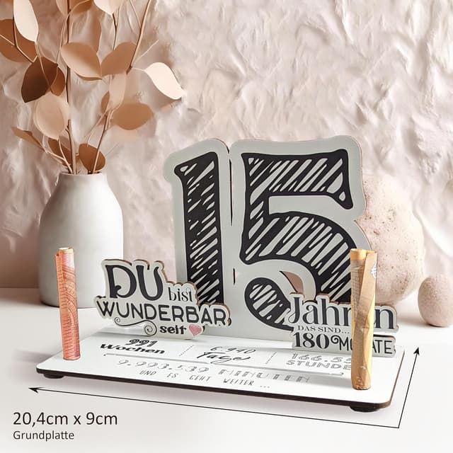 Thumbnail 1 de 15 Geburtstag 3D Holzkarte Geldgeschenke