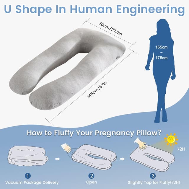 Detalle de SHANNA Schwangerschaftskissen U-Form: Still-, Lager- und Komfortkissen mit gestricktem Baumwollbezug