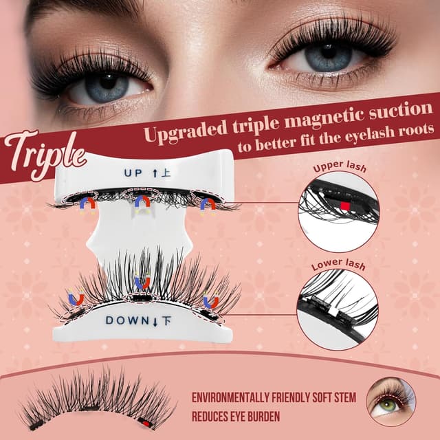 Detalle de Higu clace Magnetic Eyelashes (A06) with Applicator — Soft Magnetic Lashes for a Natural Look