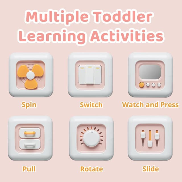 Detalle de lerrbo Aktivitätswürfel Rosa – Montessori-Spielzeug für Kleinkinder ab 1 Jahr