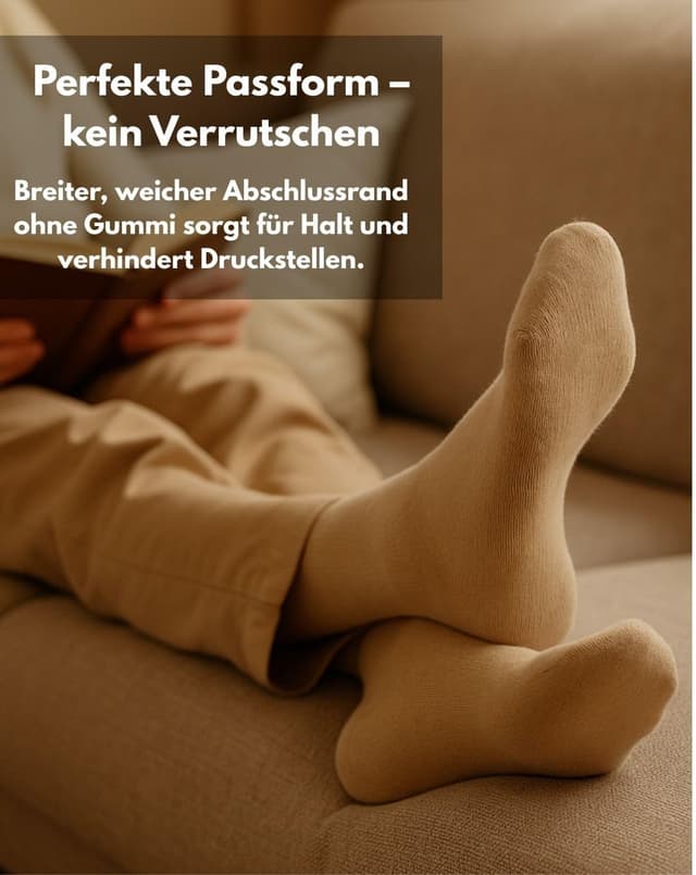 Detalle 2 de sockenkauf24 Diabetikersocken ohne Gummi & ohne Naht – 97% Baumwolle (6 Paar) für Damen und Herren