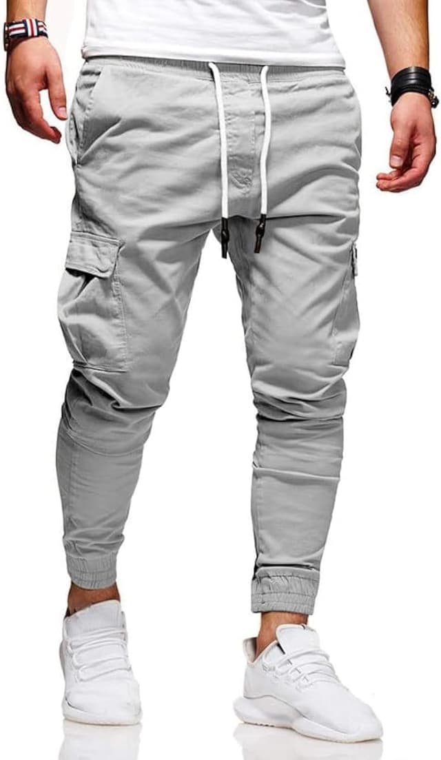 Detalle de Men’s Cotton Chino Cargo Pants (Drawstring) for Hiking & Outdoor Recreation