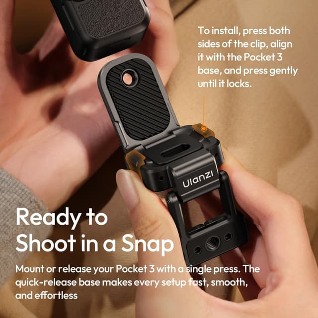 Detalle de ULANZI PK16 magnetischer Halterungsständer für DJI Osmo Pocket 3 mit 270° Kugelkopf und Schnellverschluss