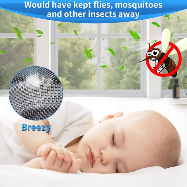 Thumbnail 6 de BKSAI DIY Window Net to Keep Bugs Out (Zip Opening, Cut to Size) 130x150CM