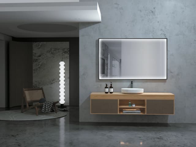 Thumbnail 1 de Ledimex Espejo cuadrado negro mate Ability 3 luz 📺