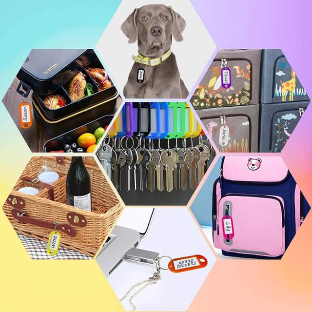 Detalle de Key Tags with Labels 100PCS Key Fobs with Labels, Key Rings & Multi Coloured Tags