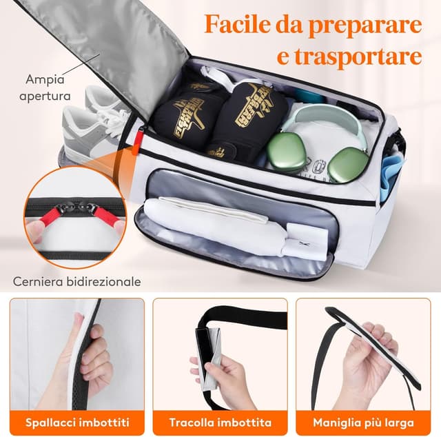 Thumbnail 6 de Lifewit Borsone palestra 40L 3-in-1 con vano scarpe e tasche impermeabili, grigio argento (55 x 36 x 20 cm)