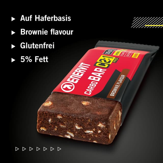 Detalle de Enervit Carbo Bar C2:1PRO Brownie (vegan) – Energieriegel mit 30 g Kohlenhydraten, glutenfrei (12 Riegel)