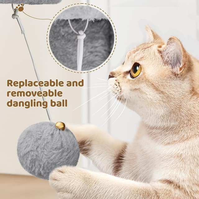 Thumbnail 6 de Yaheetech 50cm Basic Cat Tree Tower (Light Grey) with Oversized Perches, Condo & Hanging Ball